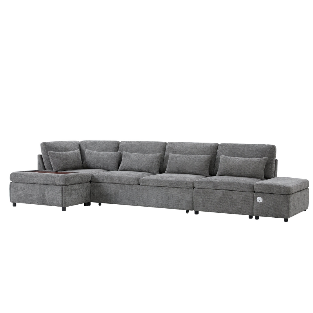 Buy farmhouse furniture Sectional Sleeper Mediterranean Style Farmhouse Sectional Sofa Couch Bed, Pull-Out L-Shape Couch - Modern Cottage Farmhouse Furniture