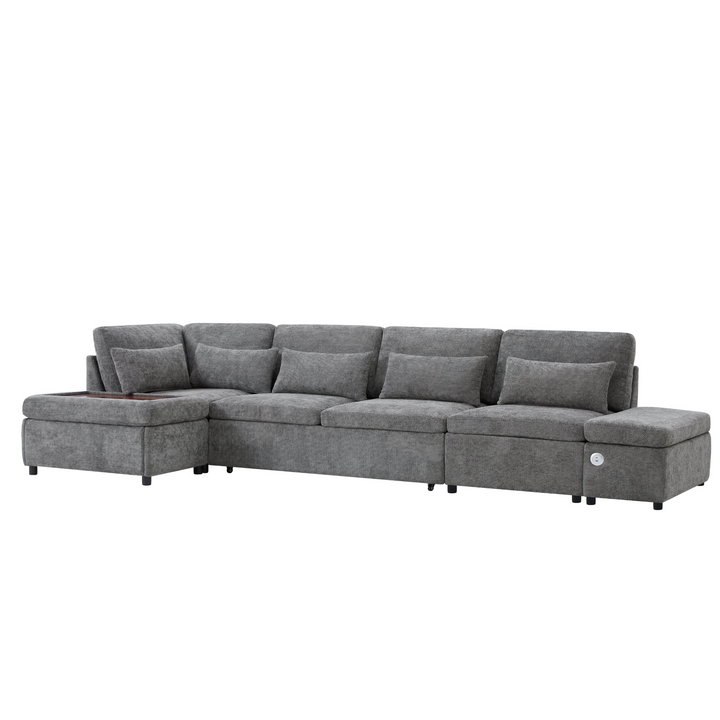 Buy farmhouse furniture Sectional Sleeper Mediterranean Style Farmhouse Sectional Sofa Couch Bed, Pull-Out L-Shape Couch - Modern Cottage Farmhouse Furniture