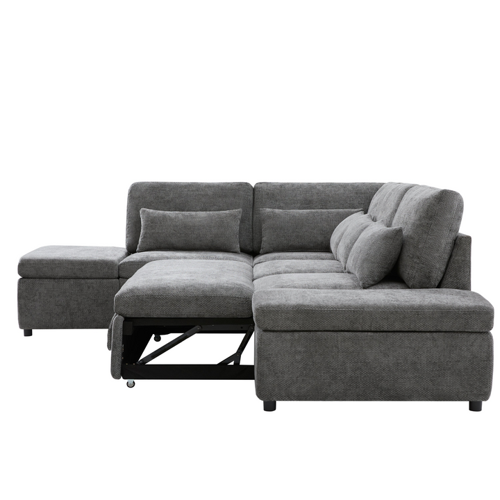Buy farmhouse furniture Sectional Sleeper Mediterranean Style Farmhouse Sectional Sofa Couch Bed, Pull-Out L-Shape Couch - Modern Cottage Farmhouse Furniture