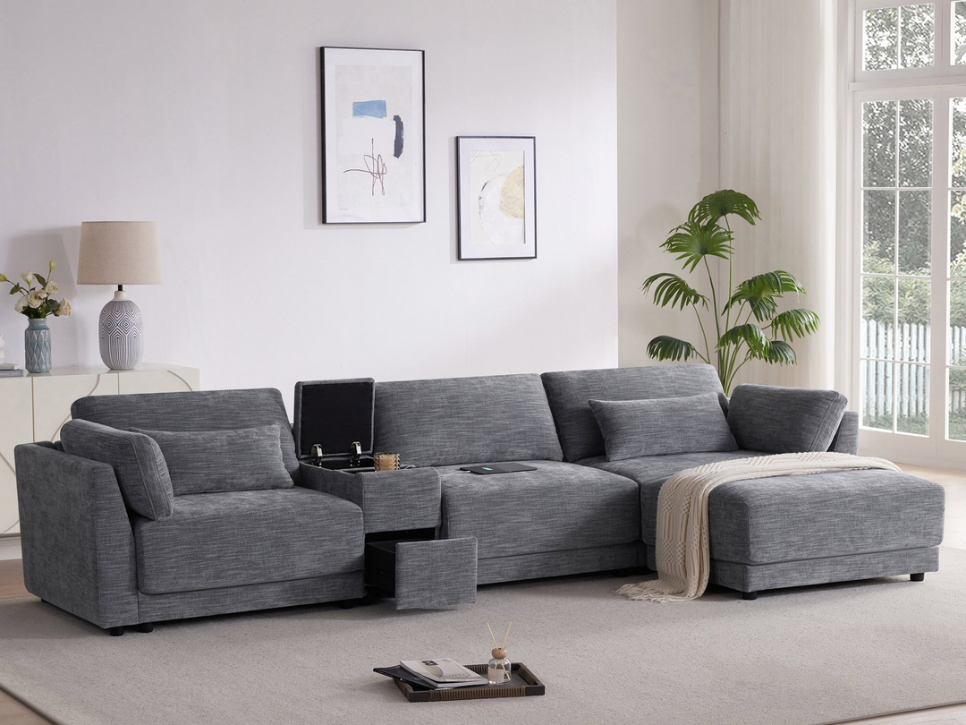 Riviera Moderno L- Shape Contemporary Modern Mediterranean Estate Sofa Sectional - Mediterranean Italian Contemporary Home Decor Furniture