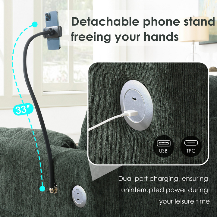 Buy farmhouse furniture L-Shaped Sectional Sofa with Storage Ottoman, Adj. Phone Holder, USB Charger, Pockets - Modern Cottage Farmhouse Furniture
