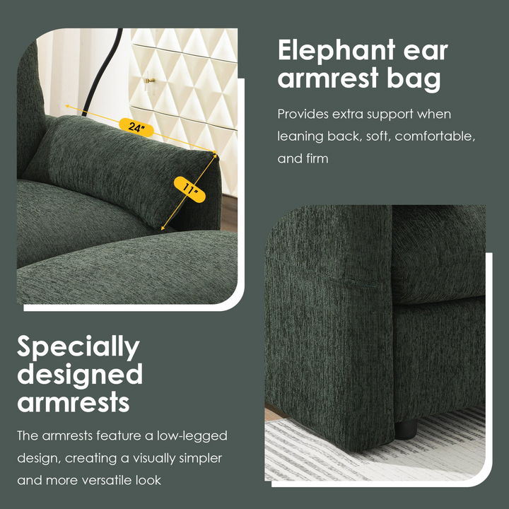 Buy farmhouse furniture L-Shaped Sectional Sofa with Storage Ottoman, Adj. Phone Holder, USB Charger, Pockets - Modern Cottage Farmhouse Furniture