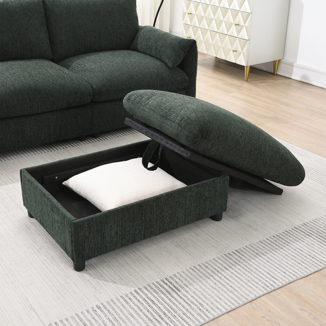 Buy farmhouse furniture L-Shaped Sectional Sofa with Storage Ottoman, Adj. Phone Holder, USB Charger, Pockets - Modern Cottage Farmhouse Furniture