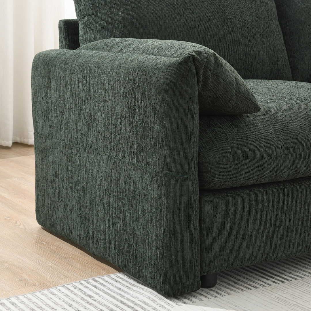 Buy farmhouse furniture L-Shaped Sectional Sofa with Storage Ottoman, Adj. Phone Holder, USB Charger, Pockets - Modern Cottage Farmhouse Furniture