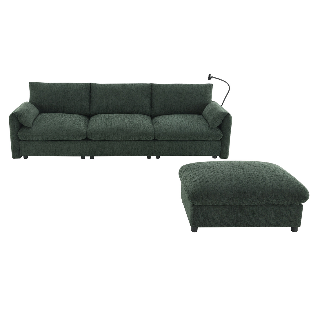 Buy farmhouse furniture L-Shaped Sectional Sofa with Storage Ottoman, Adj. Phone Holder, USB Charger, Pockets - Modern Cottage Farmhouse Furniture