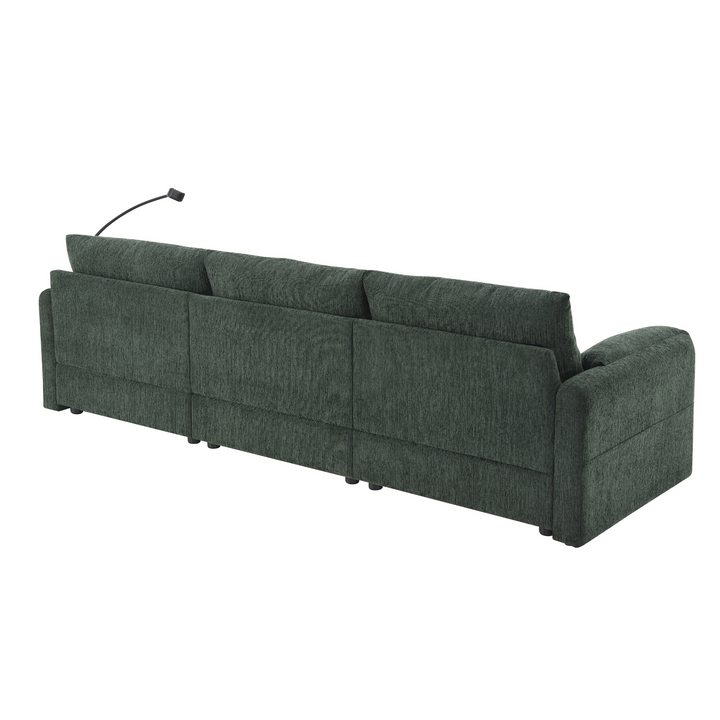 Buy farmhouse furniture L-Shaped Sectional Sofa with Storage Ottoman, Adj. Phone Holder, USB Charger, Pockets - Modern Cottage Farmhouse Furniture