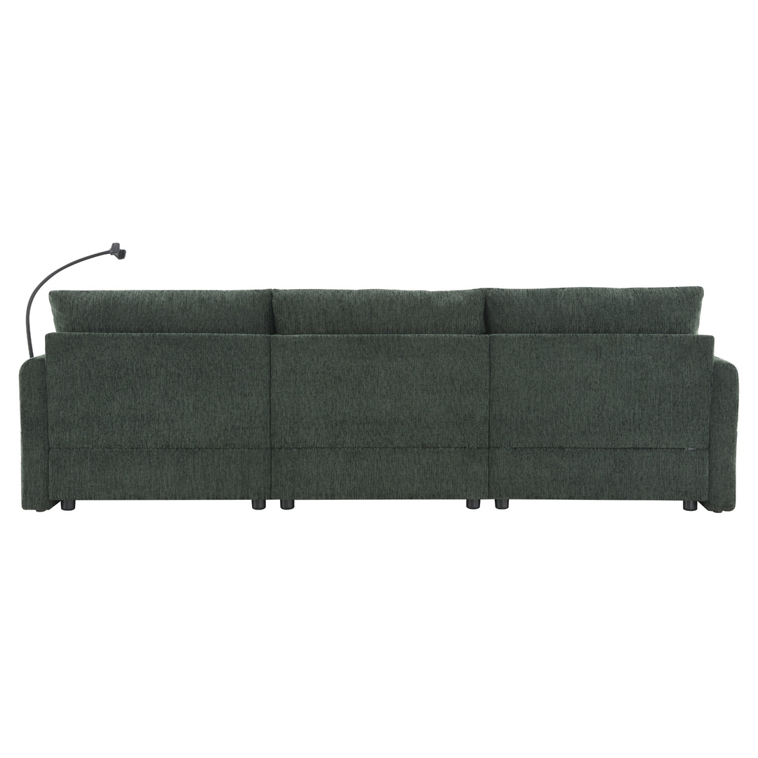 Buy farmhouse furniture L-Shaped Sectional Sofa with Storage Ottoman, Adj. Phone Holder, USB Charger, Pockets - Modern Cottage Farmhouse Furniture
