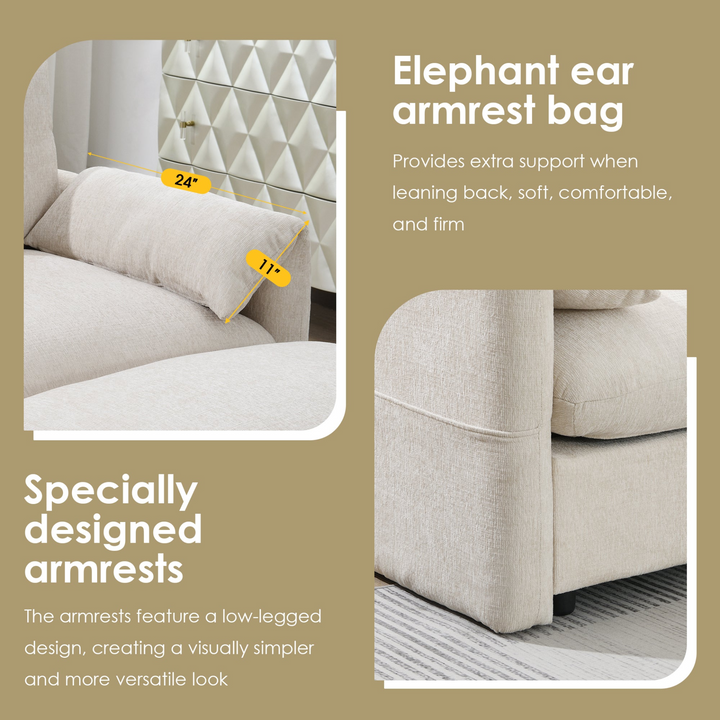Buy farmhouse furniture L-Shaped Sectional Sofa with Storage Ottoman, Adj. Phone Holder, USB Charger, Pockets - Modern Cottage Farmhouse Furniture