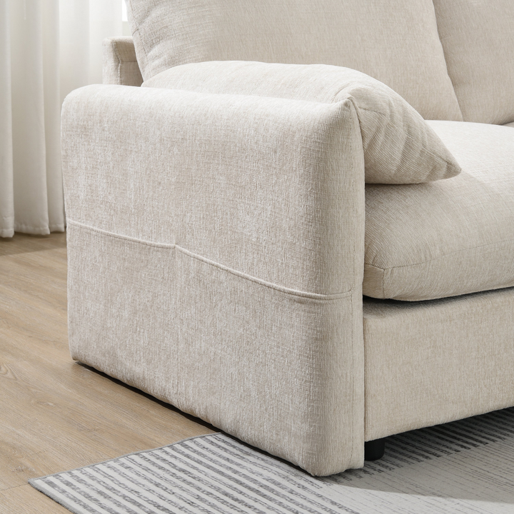 Buy farmhouse furniture L-Shaped Sectional Sofa with Storage Ottoman, Adj. Phone Holder, USB Charger, Pockets - Modern Cottage Farmhouse Furniture