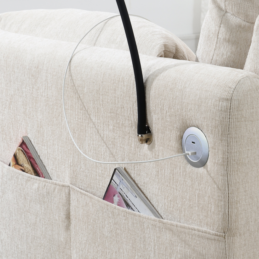 Buy farmhouse furniture L-Shaped Sectional Sofa with Storage Ottoman, Adj. Phone Holder, USB Charger, Pockets - Modern Cottage Farmhouse Furniture