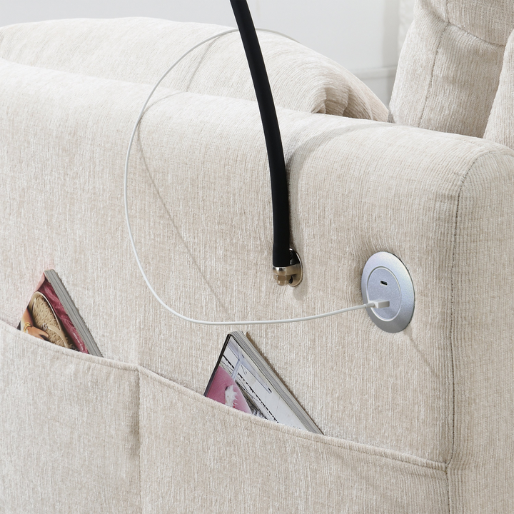 Buy farmhouse furniture L-Shaped Sectional Sofa with Storage Ottoman, Adj. Phone Holder, USB Charger, Pockets - Modern Cottage Farmhouse Furniture