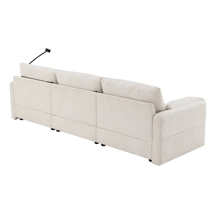 Buy farmhouse furniture L-Shaped Sectional Sofa with Storage Ottoman, Adj. Phone Holder, USB Charger, Pockets - Modern Cottage Farmhouse Furniture