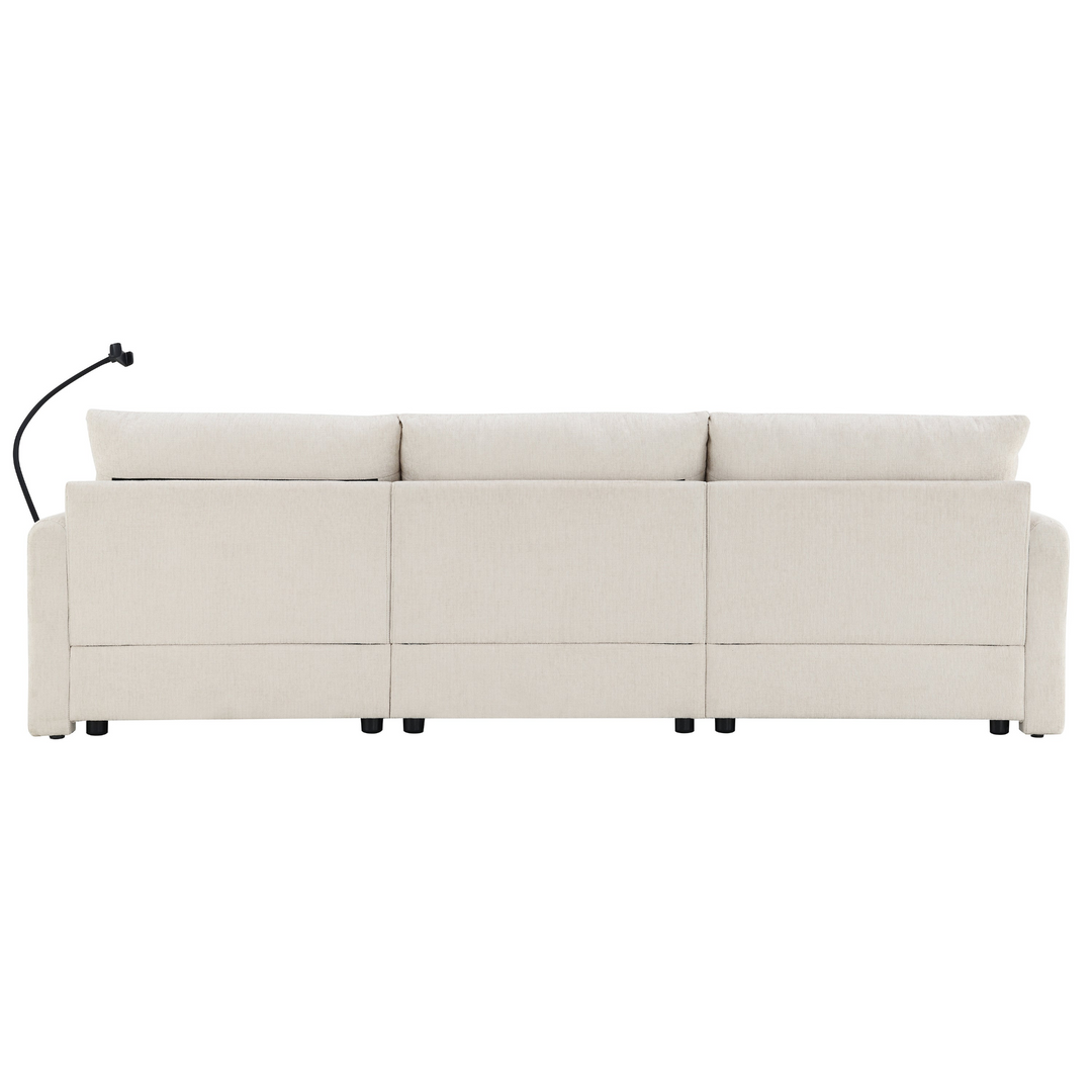 Buy farmhouse furniture L-Shaped Sectional Sofa with Storage Ottoman, Adj. Phone Holder, USB Charger, Pockets - Modern Cottage Farmhouse Furniture