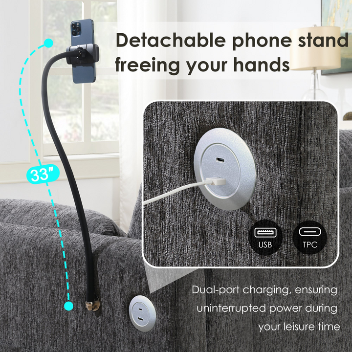 Buy farmhouse furniture L-Shaped Sectional Sofa with Storage Ottoman, Adj. Phone Holder, USB Charger, Pockets - Modern Cottage Farmhouse Furniture
