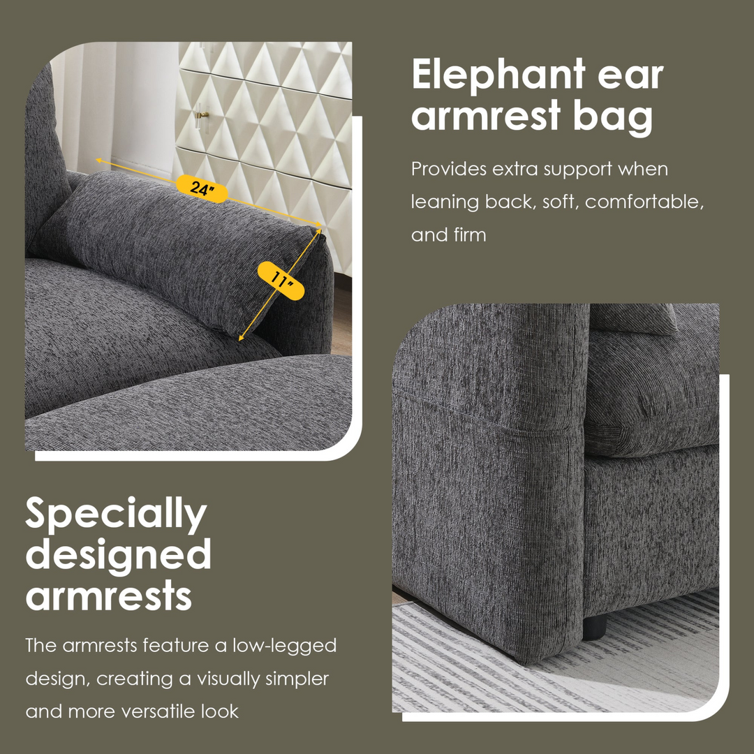 Buy farmhouse furniture L-Shaped Sectional Sofa with Storage Ottoman, Adj. Phone Holder, USB Charger, Pockets - Modern Cottage Farmhouse Furniture
