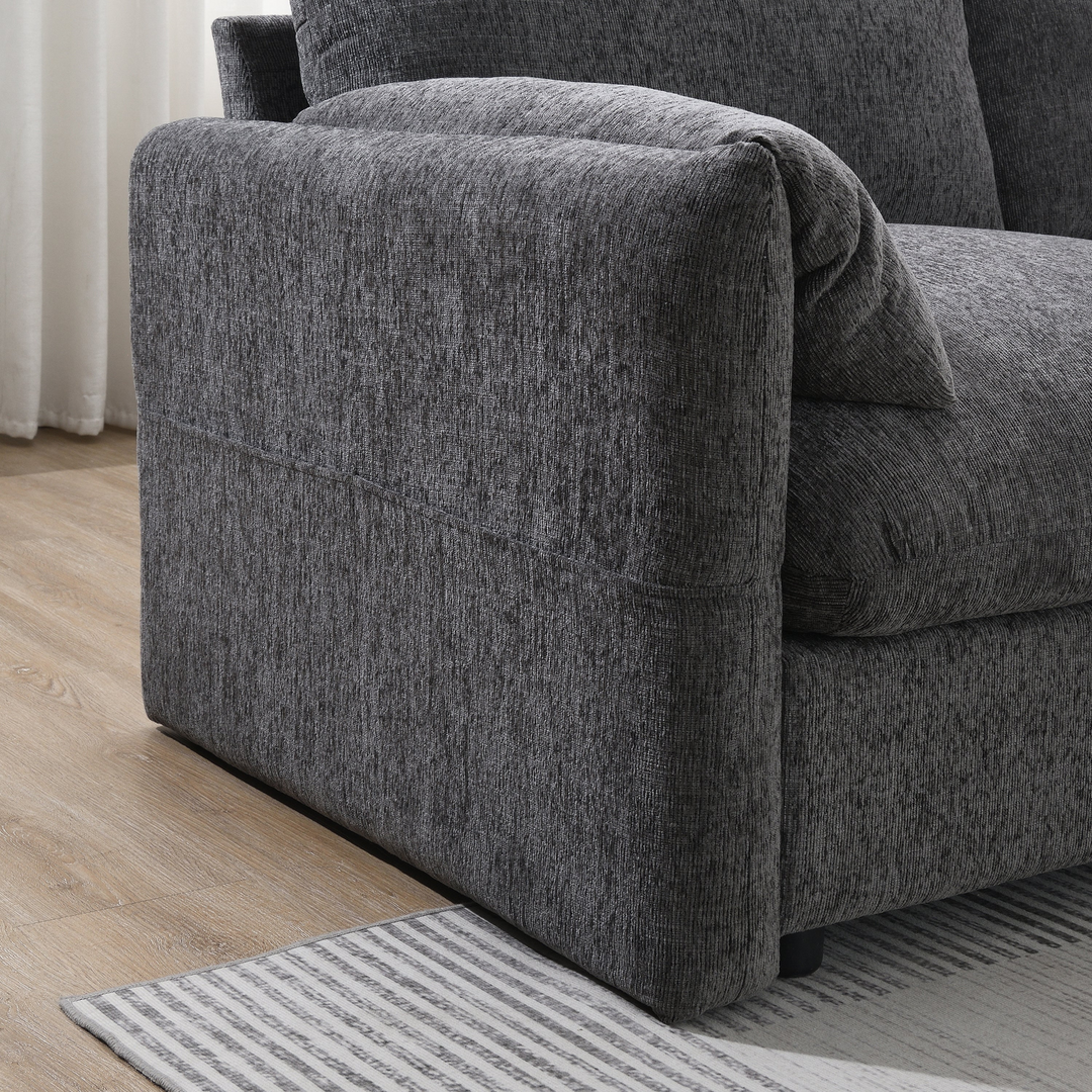 Buy farmhouse furniture L-Shaped Sectional Sofa with Storage Ottoman, Adj. Phone Holder, USB Charger, Pockets - Modern Cottage Farmhouse Furniture