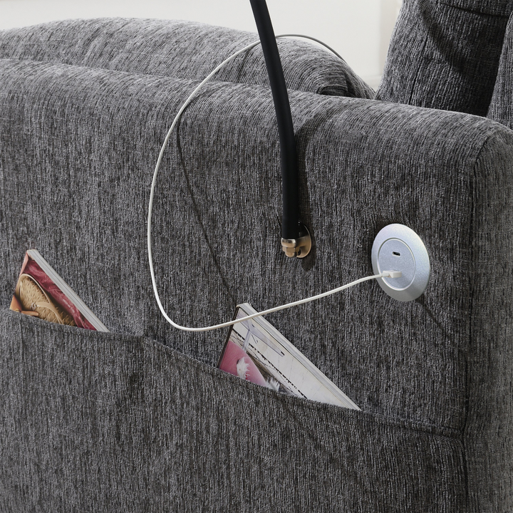 Buy farmhouse furniture L-Shaped Sectional Sofa with Storage Ottoman, Adj. Phone Holder, USB Charger, Pockets - Modern Cottage Farmhouse Furniture