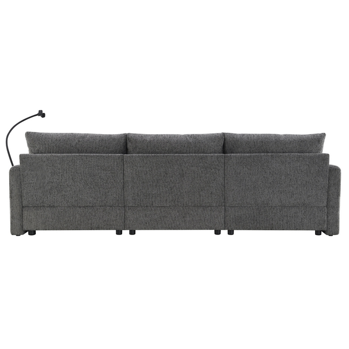 Buy farmhouse furniture L-Shaped Sectional Sofa with Storage Ottoman, Adj. Phone Holder, USB Charger, Pockets - Modern Cottage Farmhouse Furniture