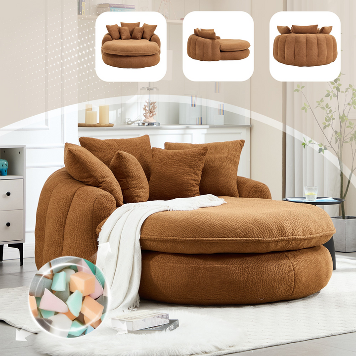 Buy farmhouse furniture Oversized Modern Cottage Farmhouse Oval Upholstered Bean Bag Sofa - Modern Cottage Farmhouse Furniture