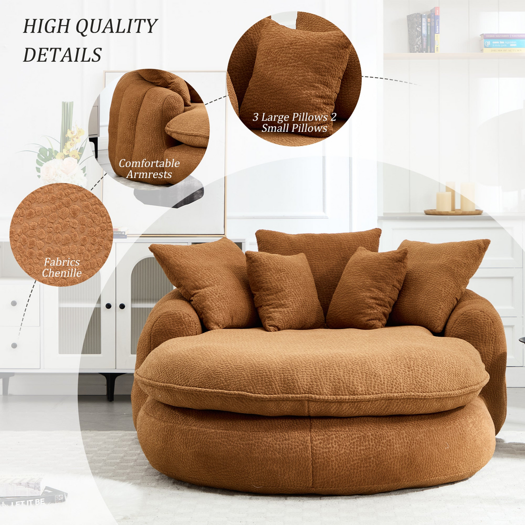 Buy farmhouse furniture Oversized Modern Cottage Farmhouse Oval Upholstered Bean Bag Sofa - Modern Cottage Farmhouse Furniture