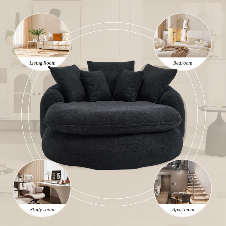 Buy farmhouse furniture Oversized Modern Cottage Farmhouse Oval Upholstered Bean Bag Sofa - Modern Cottage Farmhouse Furniture