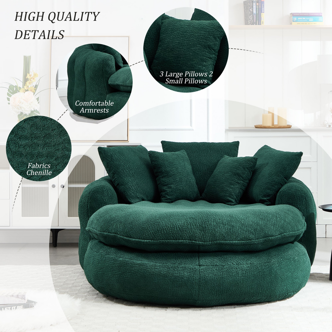 Buy farmhouse furniture Oversized Modern Cottage Farmhouse Oval Upholstered Bean Bag Sofa - Modern Cottage Farmhouse Furniture