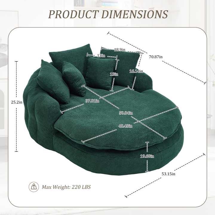 Buy farmhouse furniture Oversized Modern Cottage Farmhouse Oval Upholstered Bean Bag Sofa - Modern Cottage Farmhouse Furniture