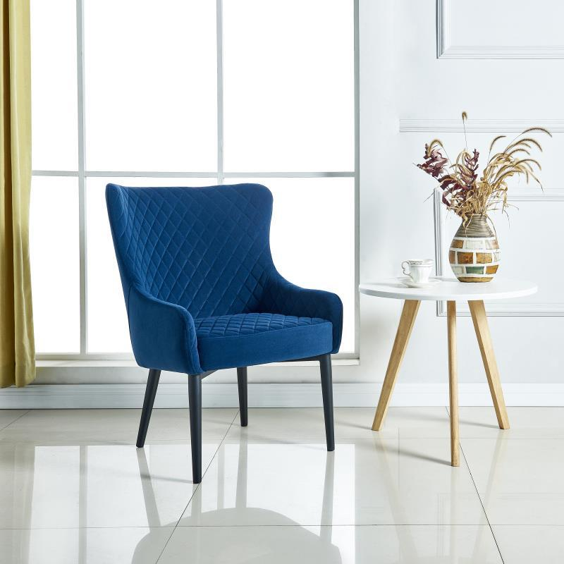 Boho Aesthetic Accent chair, Blue Velvet | Biophilic Design Airbnb Decor Furniture 