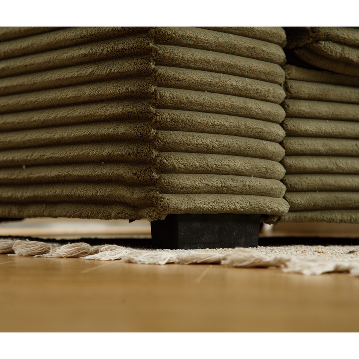 Monterosa Oversized Olive Green Contemporary Mediterranean Two-Piece L-Shaped Corduroy Sofa with Right Chaise - Mediterranean Tuscan Contemporary Home Decor Furniture