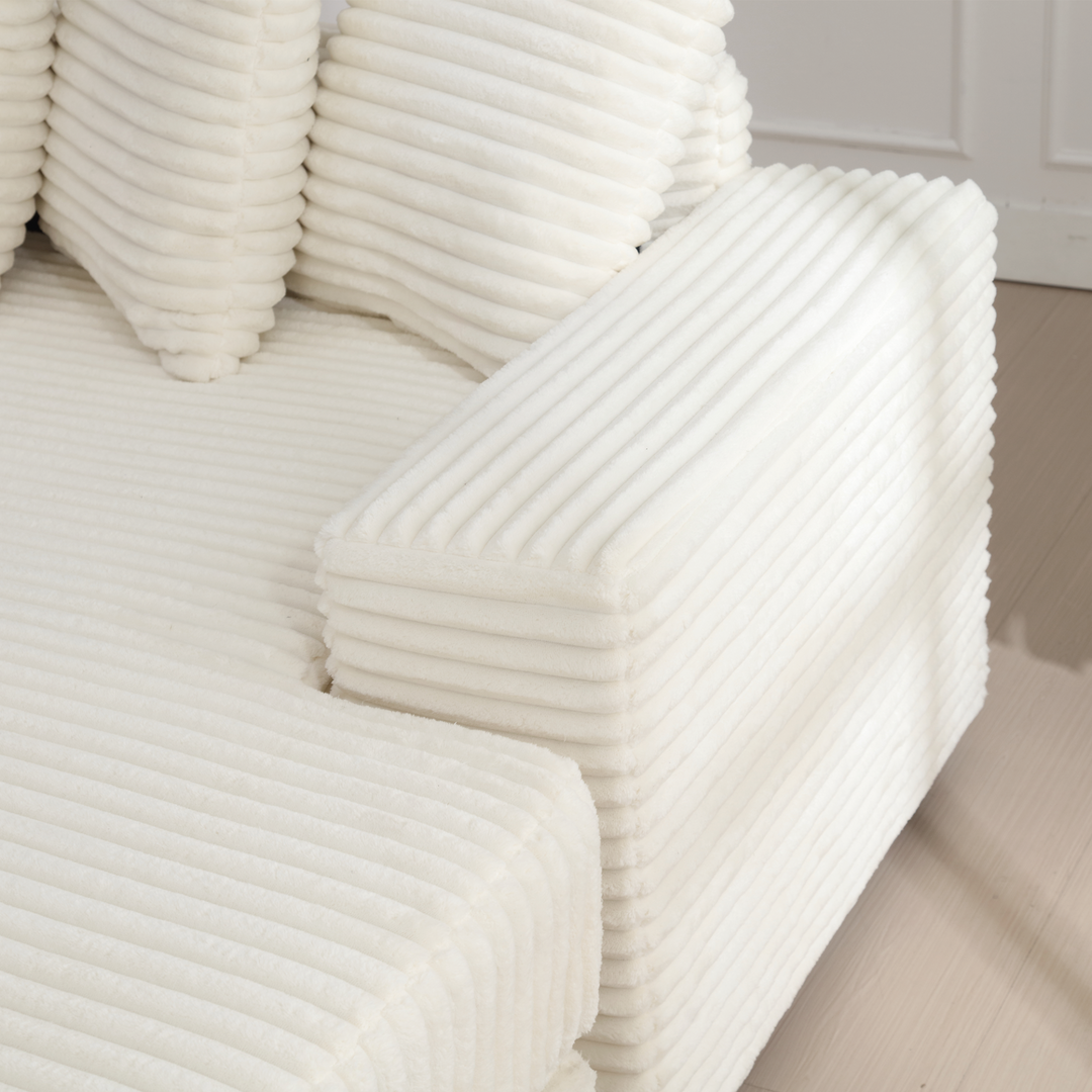 Monterosa Oversized Olive Green Contemporary Mediterranean Two-Piece L-Shaped Corduroy Sofa with Right Chaise - Mediterranean Tuscan Contemporary Home Decor Furniture