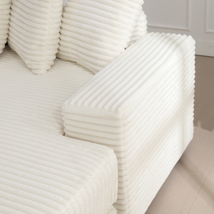 Monterosa Oversized Olive Green Contemporary Mediterranean Two-Piece L-Shaped Corduroy Sofa with Right Chaise - Mediterranean Tuscan Contemporary Home Decor Furniture