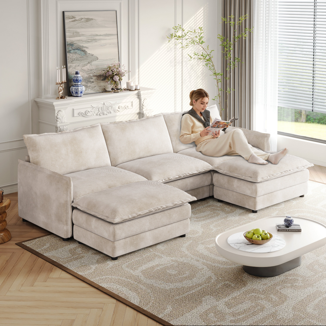 La Brisa Mediterranean Upholstery Cloud Modular Sectional - Mediterranean Tuscan Contemporary Home Decor Furniture
