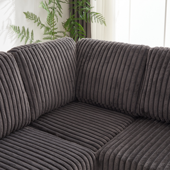 Buy farmhouse furniture Oversized Corduroy L-Shaped Corner Sofa with Storage, USB & Cup Holder - Modern Cottage Farmhouse Furniture