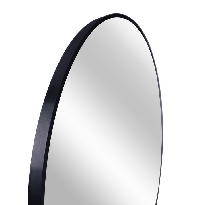 39 Inch Round Metal Framed Bathroom Mirror - Modern Wall Vanity Decor, 4mm HD Glass, Anti-Rust Aluminum Frame - Mediterranean Italian Contemporary Home Decor Furniture