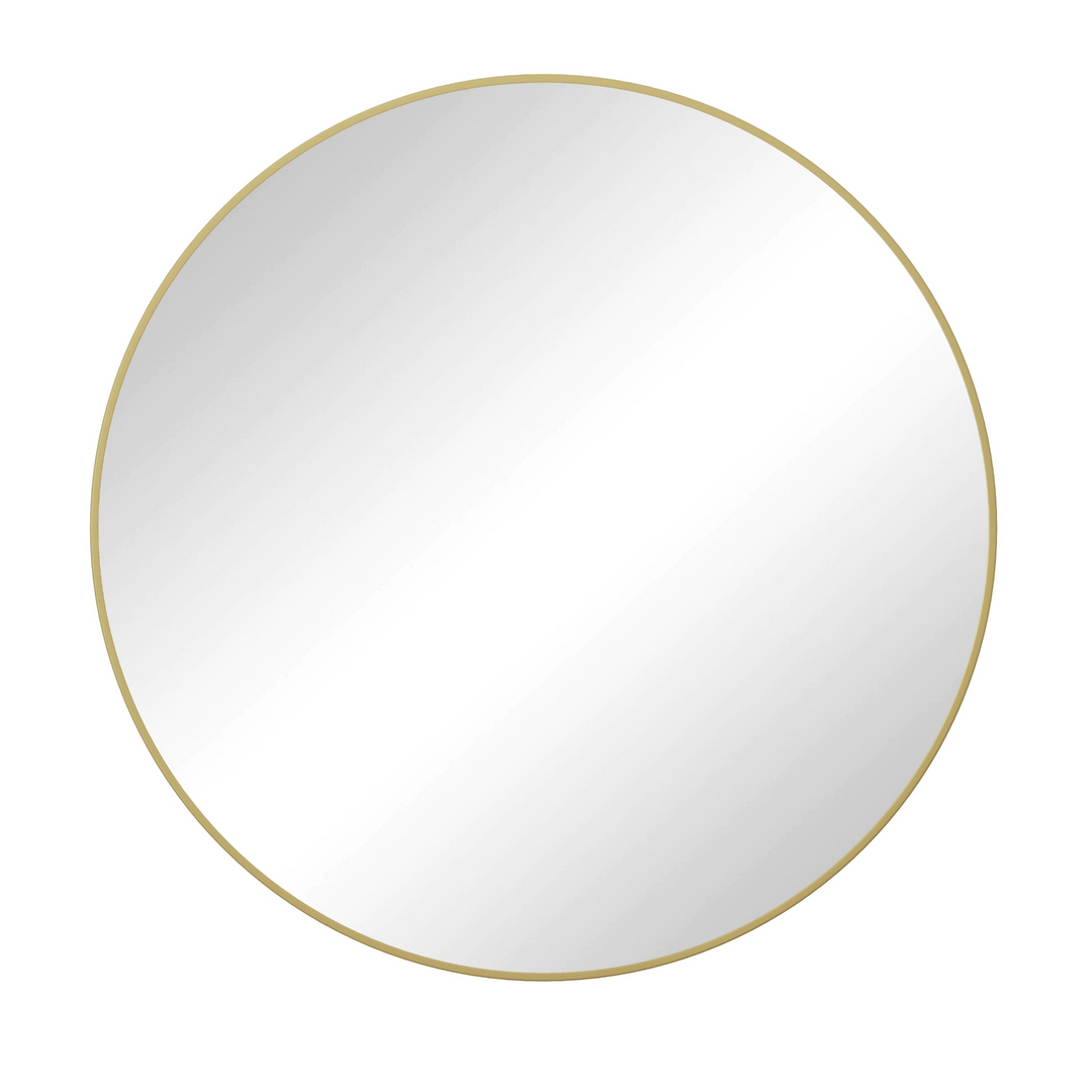 Buy farmhouse furniture Sleek Circular Italian Metal-Framed Wall Mirror - Round Vanity Dressing Mirror for Home Decor - Modern Cottage Farmhouse Furniture
