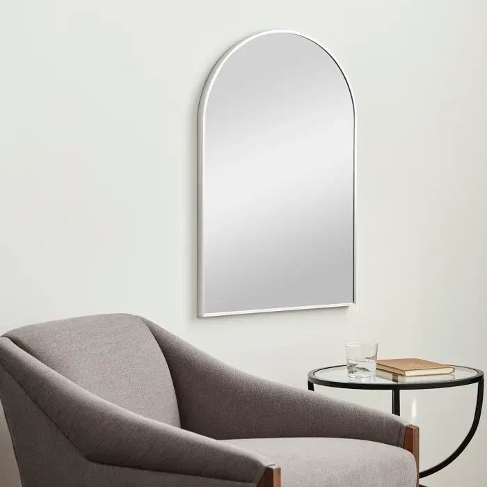 Elegant 20x30 Inch Arched Bathroom Mirror with Metal Frame - Wall Mounted Vanity Mirror for Modern Decor - Mediterranean Italian Contemporary Home Decor Furniture