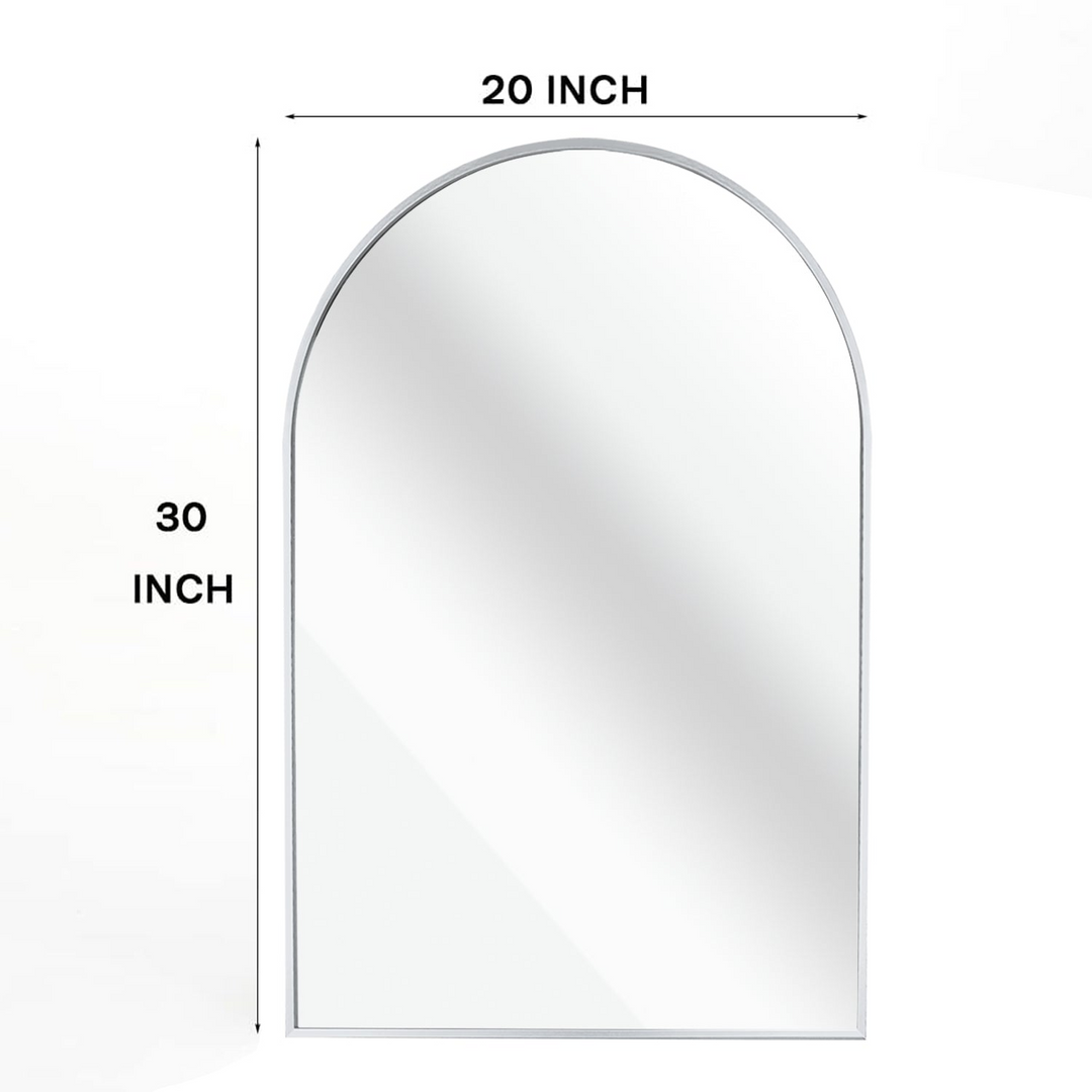 Elegant 20x30 Inch Arched Bathroom Mirror with Metal Frame - Wall Mounted Vanity Mirror for Modern Decor - Mediterranean Italian Contemporary Home Decor Furniture