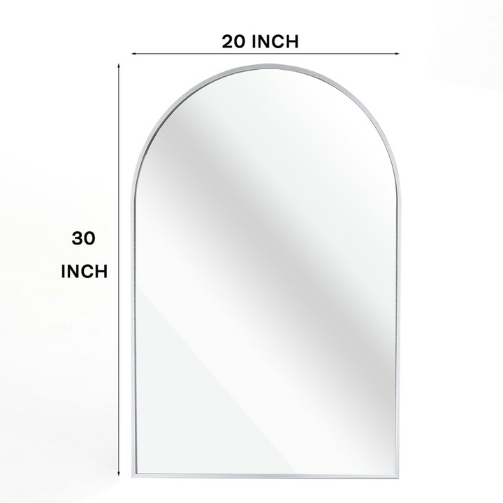 Elegant 20x30 Inch Arched Bathroom Mirror with Metal Frame - Wall Mounted Vanity Mirror for Modern Decor - Mediterranean Italian Contemporary Home Decor Furniture