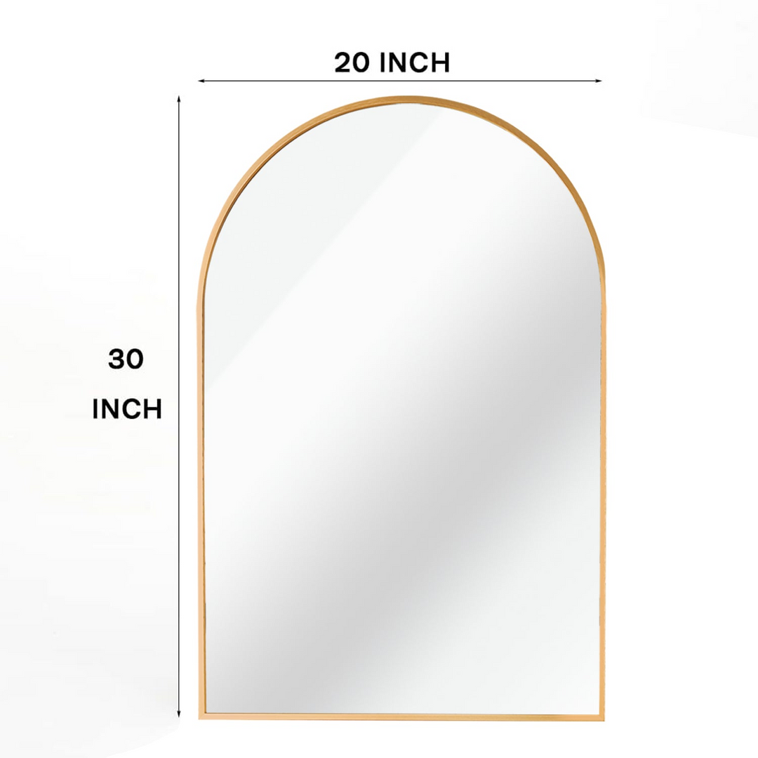 Elegant 20x30 Inch Arched Bathroom Mirror with Metal Frame - Wall Mounted Vanity Mirror for Modern Decor - Mediterranean Italian Contemporary Home Decor Furniture