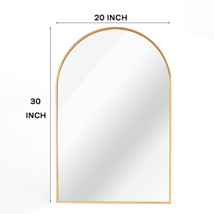 Elegant 20x30 Inch Arched Bathroom Mirror with Metal Frame - Wall Mounted Vanity Mirror for Modern Decor - Mediterranean Italian Contemporary Home Decor Furniture