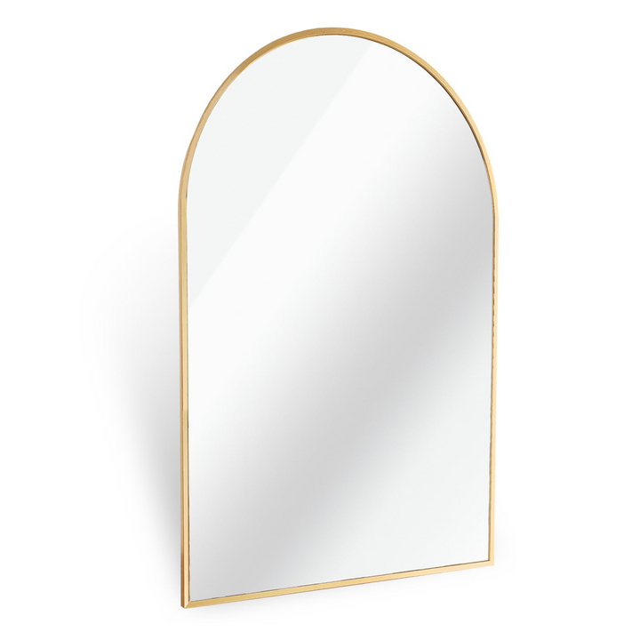 Elegant 20x30 Inch Arched Bathroom Mirror with Metal Frame - Wall Mounted Vanity Mirror for Modern Decor - Mediterranean Italian Contemporary Home Decor Furniture