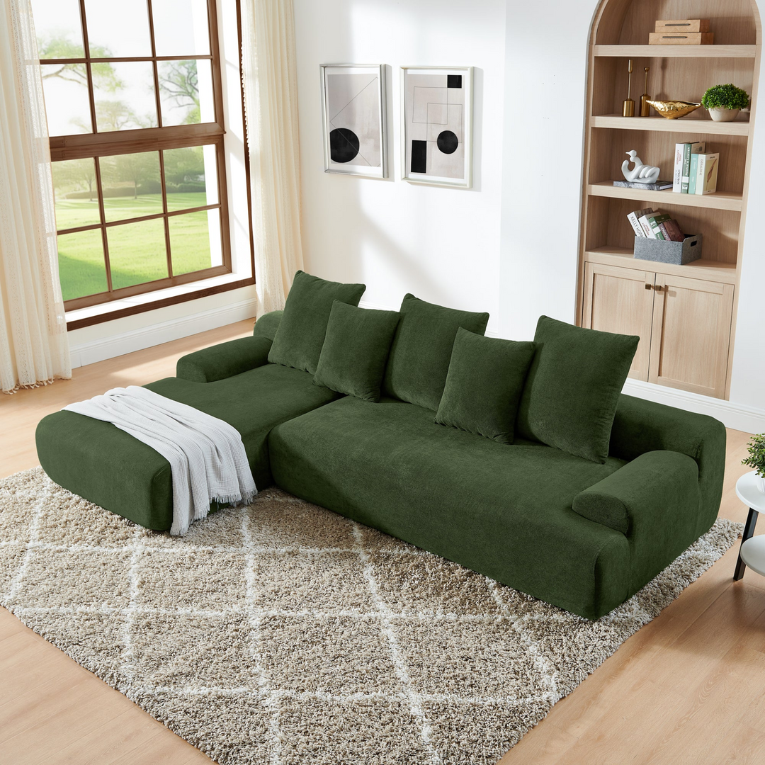 Buy farmhouse furniture Olive Green Mediterranean Tuscan Upholstered L-Shape Modular Compressed Sofa - Modern Cottage Farmhouse Furniture
