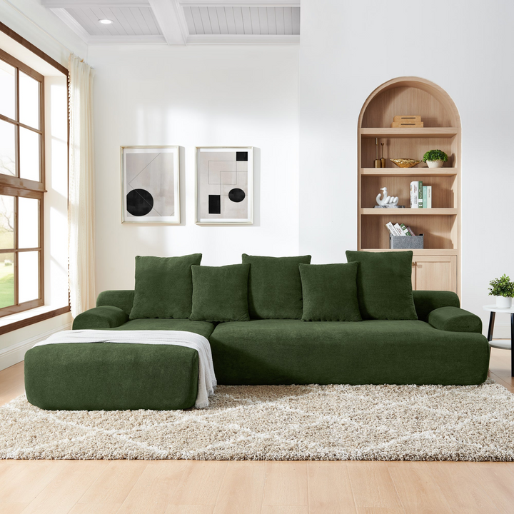 Buy farmhouse furniture Olive Green Mediterranean Tuscan Upholstered L-Shape Modular Compressed Sofa - Modern Cottage Farmhouse Furniture