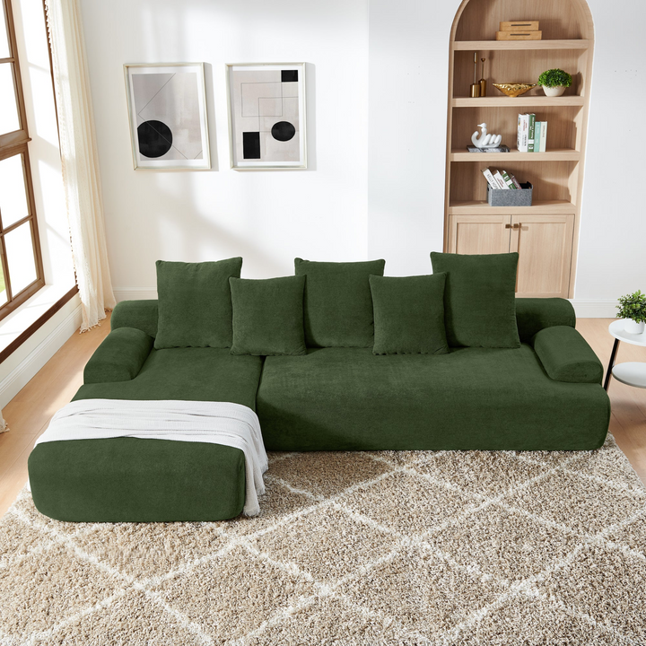 Buy farmhouse furniture Olive Green Mediterranean Tuscan Upholstered L-Shape Modular Compressed Sofa - Modern Cottage Farmhouse Furniture