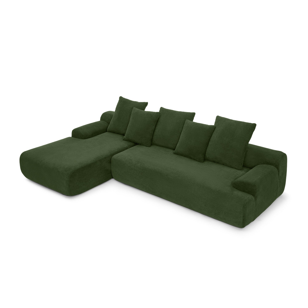 Buy farmhouse furniture Olive Green Mediterranean Tuscan Upholstered L-Shape Modular Compressed Sofa - Modern Cottage Farmhouse Furniture