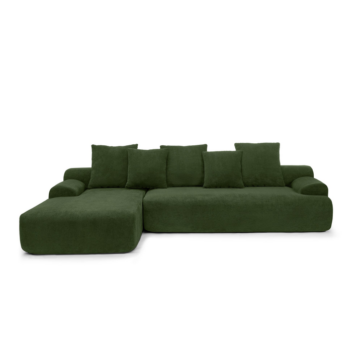 Buy farmhouse furniture Olive Green Mediterranean Tuscan Upholstered L-Shape Modular Compressed Sofa - Modern Cottage Farmhouse Furniture