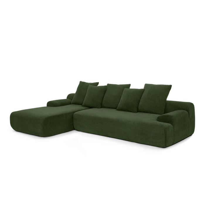 Buy farmhouse furniture Olive Green Mediterranean Tuscan Upholstered L-Shape Modular Compressed Sofa - Modern Cottage Farmhouse Furniture