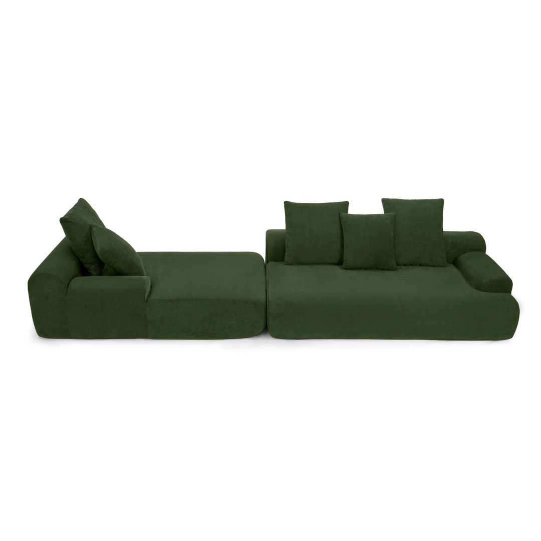 Buy farmhouse furniture Olive Green Mediterranean Tuscan Upholstered L-Shape Modular Compressed Sofa - Modern Cottage Farmhouse Furniture
