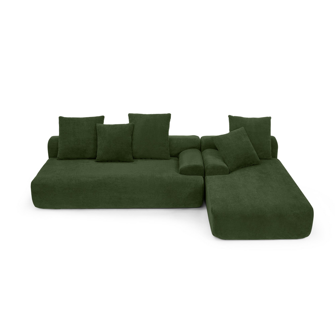 Buy farmhouse furniture Olive Green Mediterranean Tuscan Upholstered L-Shape Modular Compressed Sofa - Modern Cottage Farmhouse Furniture