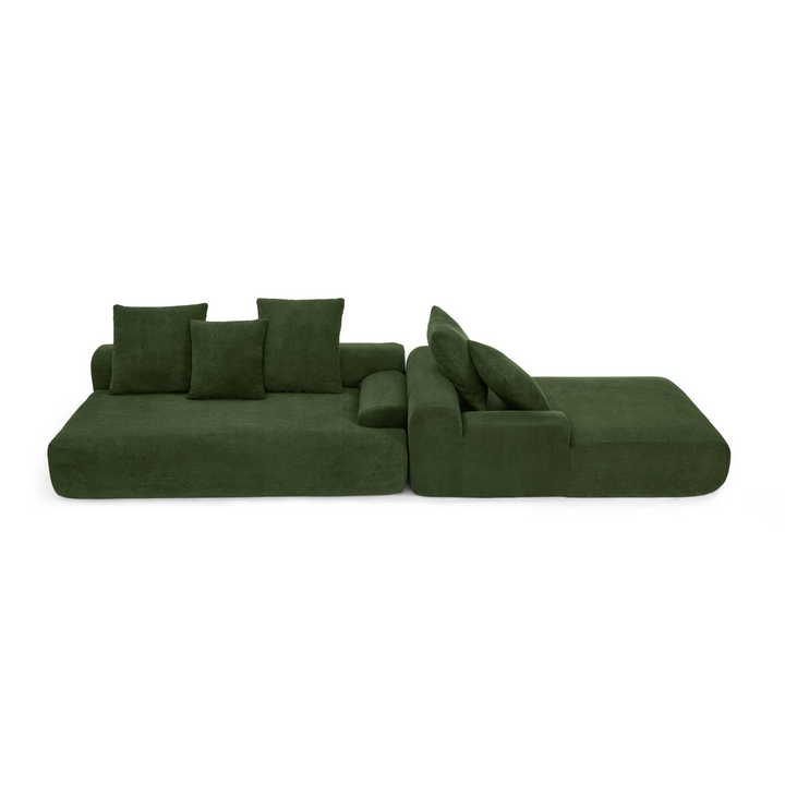 Buy farmhouse furniture Olive Green Mediterranean Tuscan Upholstered L-Shape Modular Compressed Sofa - Modern Cottage Farmhouse Furniture